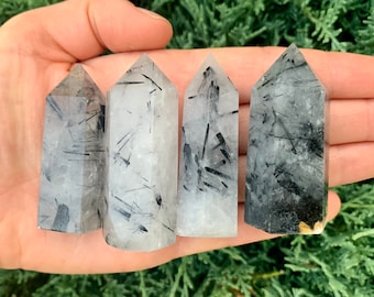 Tourmalinated Quartz Point | Black Tourmaline in Quartz