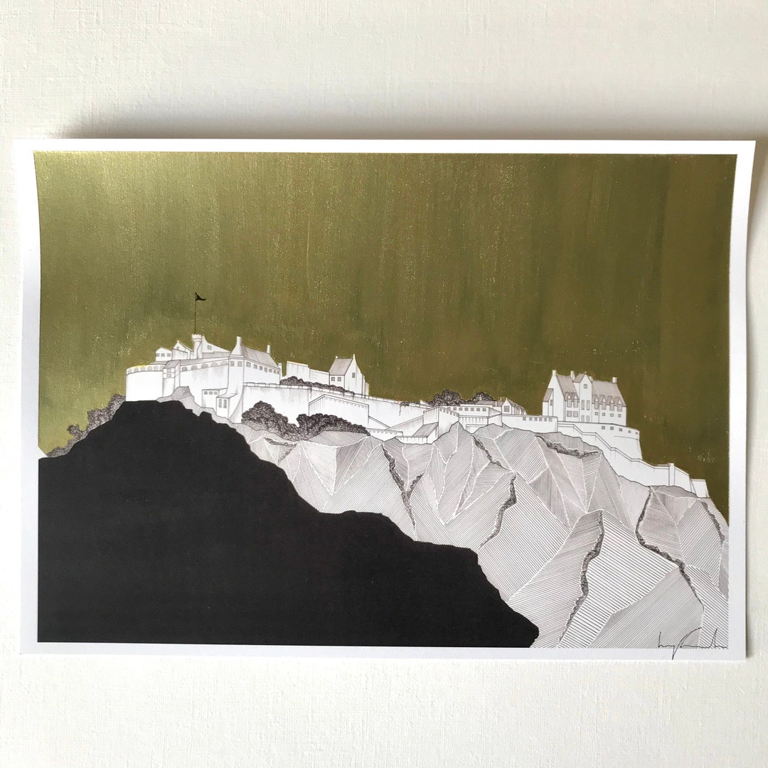 Edinburgh Castle - Victorian Gold - A4 Art Print - Etsy