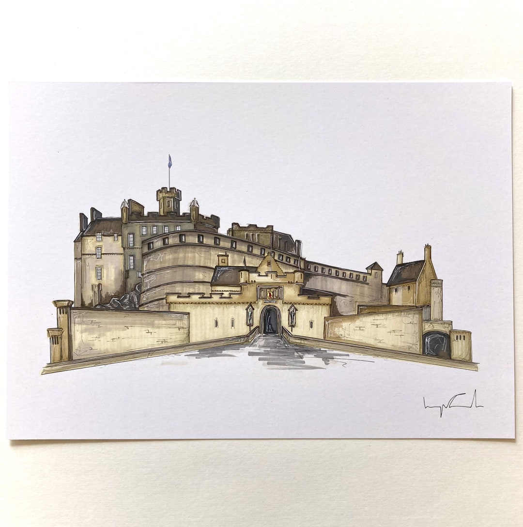 Edinburgh Castle Marker Sketch - A4 Art Print - Etsy UK