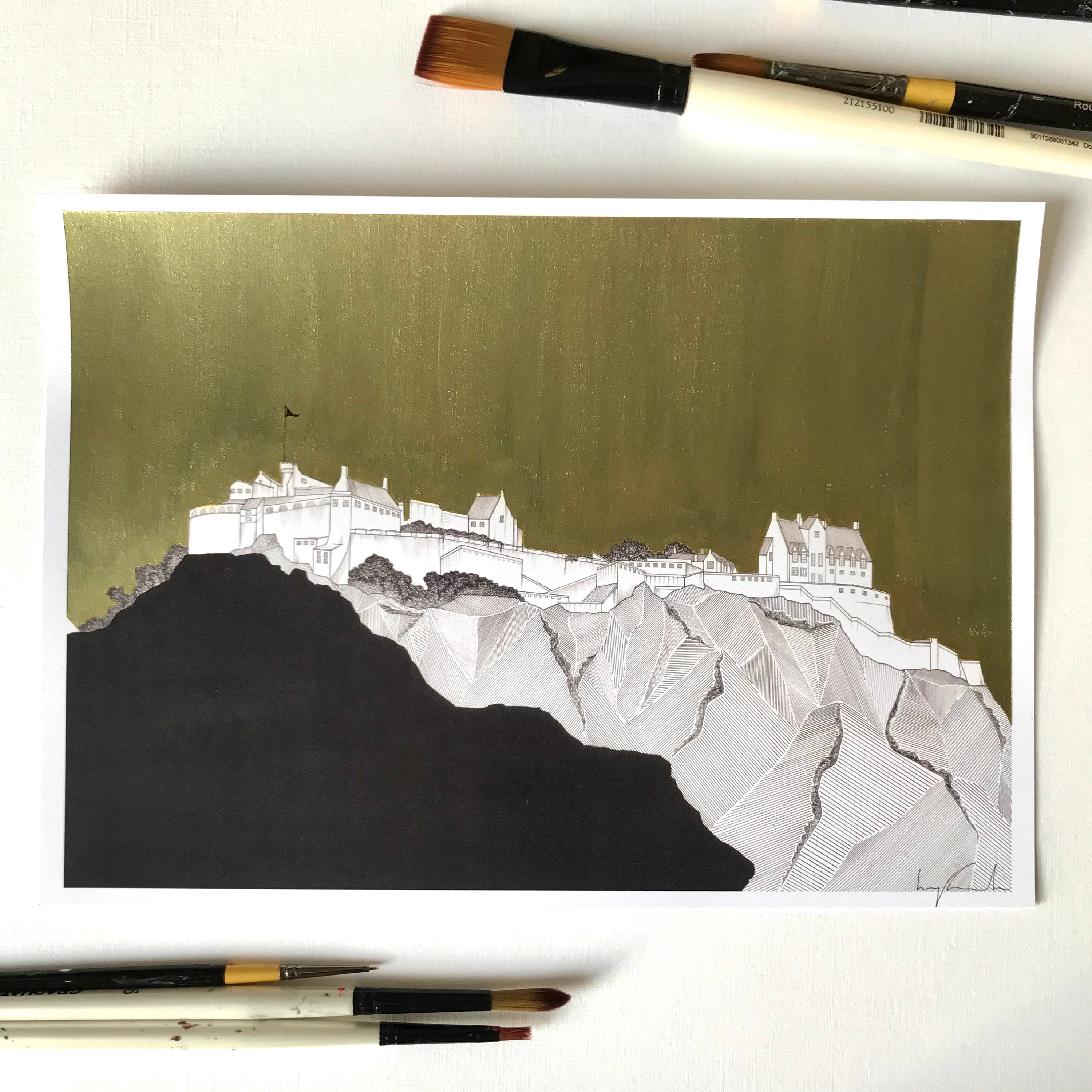 Edinburgh Castle Victorian Gold A4 Art Print - Etsy Singapore