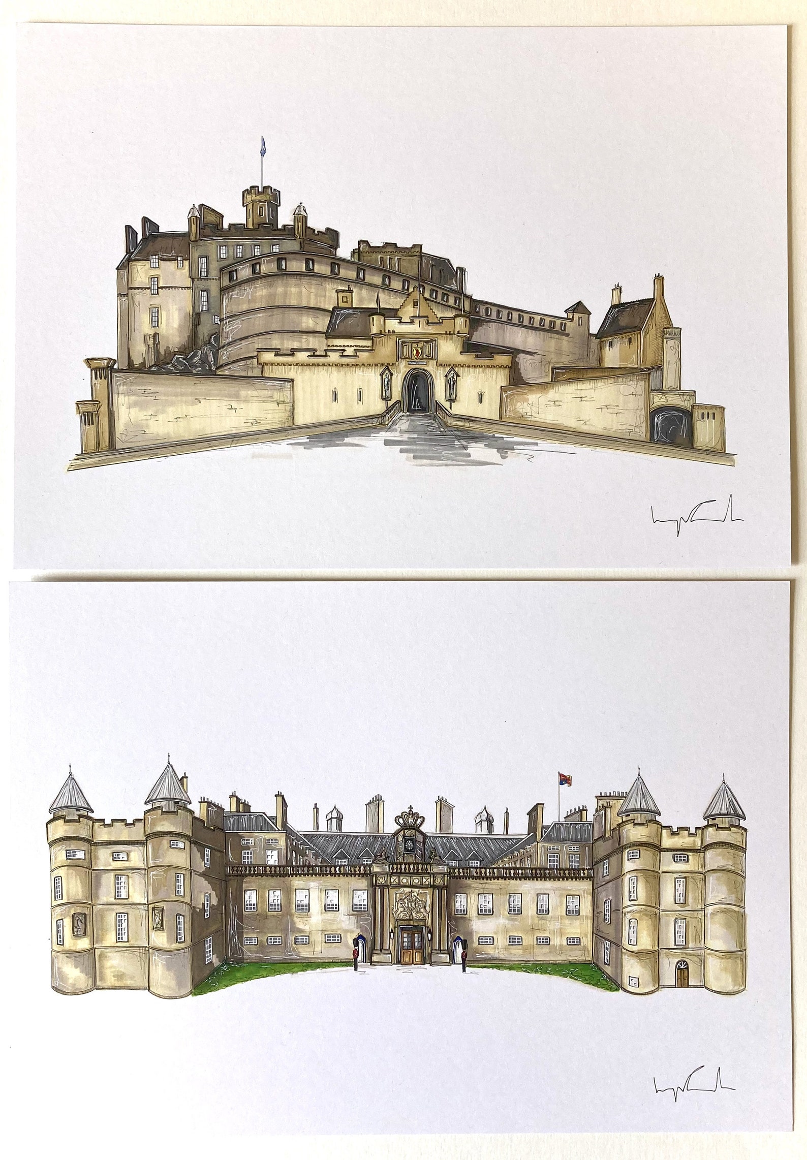 Edinburgh Castle Marker Sketch - A4 Art Print - Etsy UK