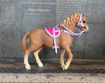 Pink und Violettes Bareback Set für Modellpferde