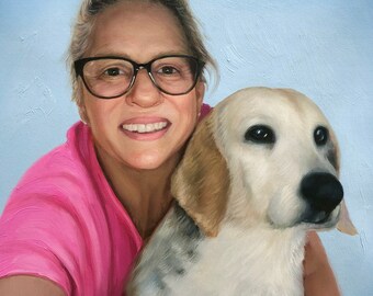 手描きのカスタム油絵：家族とペットのアート委託