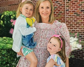 カスタム肖像油絵、ウェディング油絵、クリスマス手描き油絵、子供用油絵ギフト、家族の肖像画手描き油絵