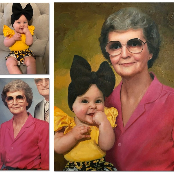 Hand made oil portrait,Custom family portrait,Commission portrait painting on canvas,Portrait from photo,Custom portrait,Oil painting