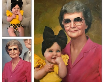 Handgefertigtes Ölporträt, individuelles Familienporträt, Auftragsporträt auf Leinwand, Porträt vom Foto, individuelles Porträt, Ölgemälde