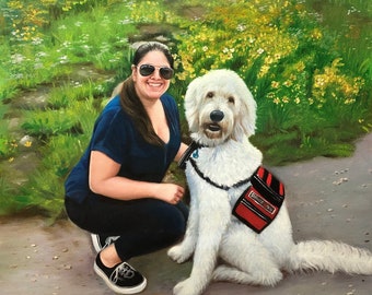 カスタム犬の肖像画：手描きの油絵、ペットのメモリアルアート