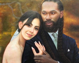 キャンバスに手描きされたカスタム家族の肖像画の油絵