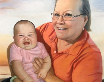 古い写真からのカスタム油絵肖像画、油絵肖像画、白黒肖像画、手作り人物肖像画、家族肖像画