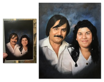 手描きの家族の肖像画：キャンバスにカスタム油絵を描く