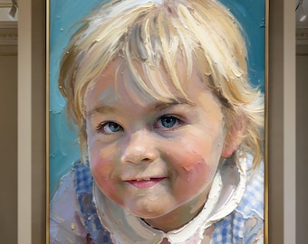 Custom Impasto Portrait, Expressionist Oil Portrait, Commissioned Impressionist Portrait, Kids & Wedding Oil Paintings (Pre-Framed Option)