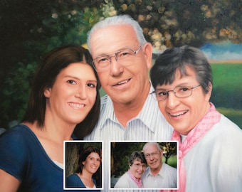 肖像画の油絵の依頼、家族の肖像画の依頼、キャンバスに描いた肖像画の依頼、写真からの肖像画、肖像画の依頼、ギフト