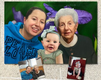 写真からカスタムペイントされた肖像画、愛する人の絵画、委託肖像画、油絵、キャンバスの肖像画、子供の肖像画