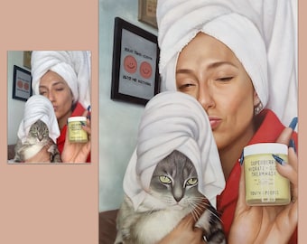 写真からの絵画、結婚式、記念日、キャンバスの肖像画の委託、写真からの肖像画、カスタム肖像画、油絵