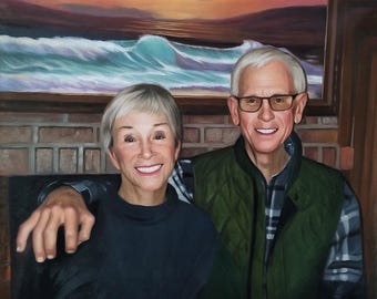 カスタム手描き油絵：記念日、家族の記念品