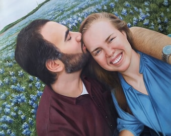 カスタム手描きの家族の肖像画の油絵