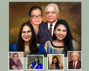 カスタムペイント、写真からのペイント、キャンバスに描いた肖像画の委託、写真からの肖像画、カスタムポートレート、油絵