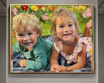 Custom Impasto Oil Portrait, Expressionist Style, Pre-Framed Option