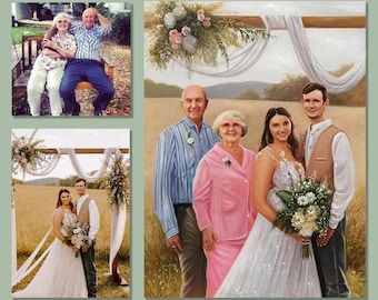 写真から手描きしたウェディングポートレート：ユニークなカップルギフト