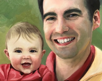 キャンバスに手描きされた油絵の肖像画：カスタムファミリーアート