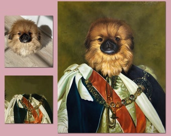 手描きの王室ペットの肖像画：ルネッサンスカスタム油絵