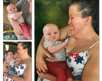 写真からのカスタムポートレート、結婚式の写真の絵画、キャンバスの肖像画の委託、写真からのポートレート、カスタムポートレート、油絵