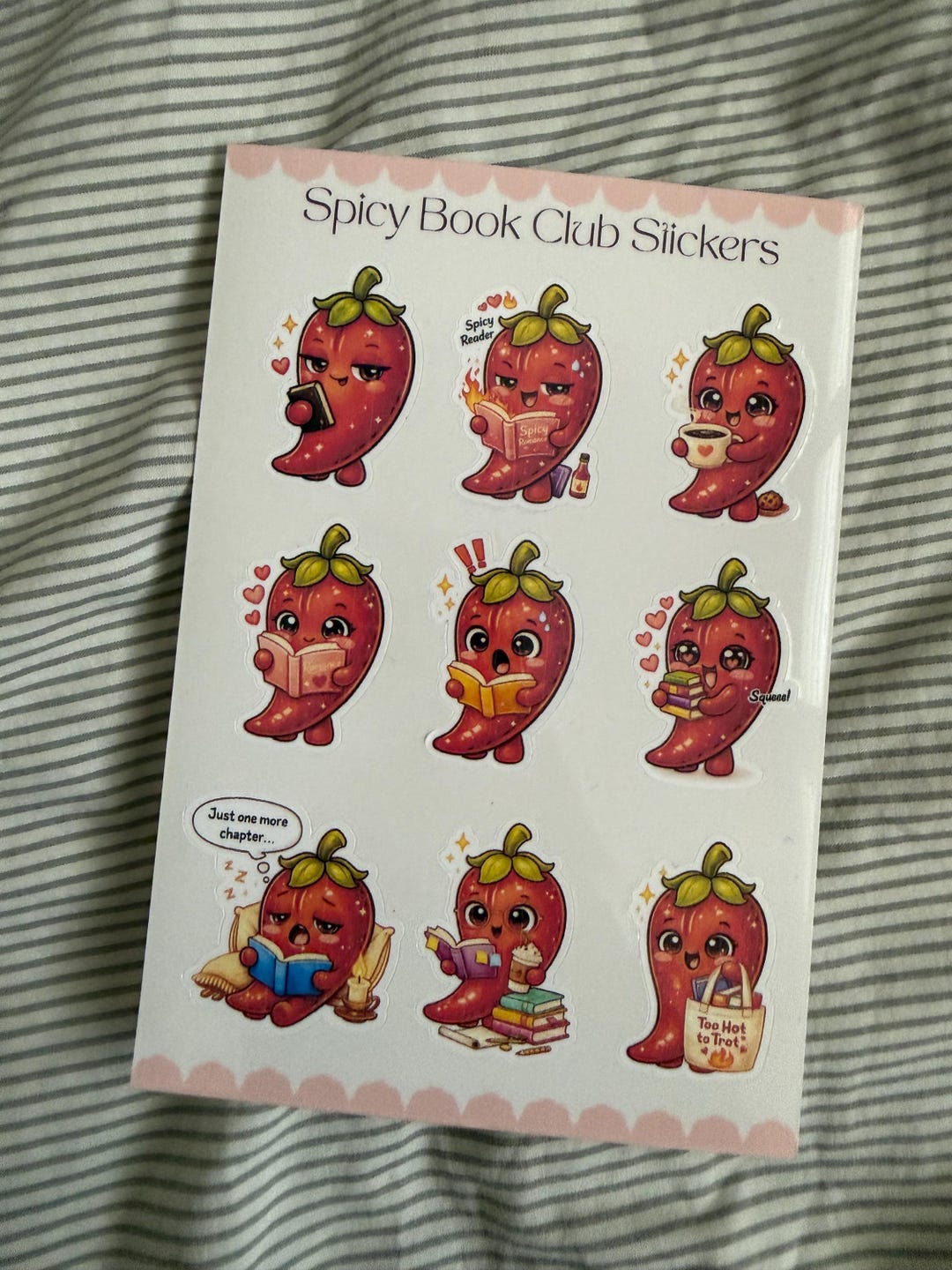 Spicy Book Club Sticker Sheet | Cute Chilli Reader Stickers | Romance ...