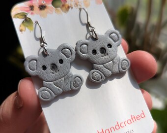 Koala Earrings - polymer clay - handmade - zoo animal - gift for kids