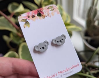 Koala Kid Studs - polymer clay earrings - sensitive ears - kid size studs