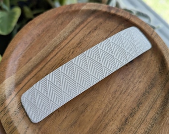 Large Rectangle Barrette - in Speckled White - polymer clay