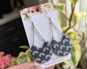 Arch Dangles- with connector bars - polymer clay - boho style - gift for her