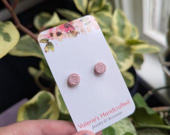 Circle Kid Studs - in pastel pink - polymer clay earrings - kid jewelry