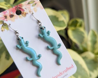 Gecko Earrings - polymer clay - lightweight - kid style - animal