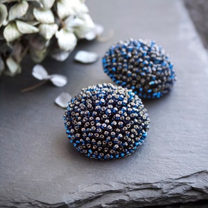 Beaded holiday statement stud earrings