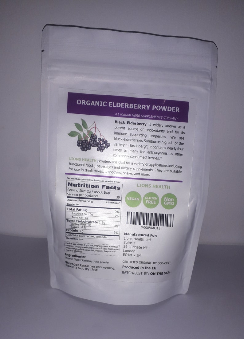 Organic Elderberry Juice Powder 60g/2.12oz Etsy