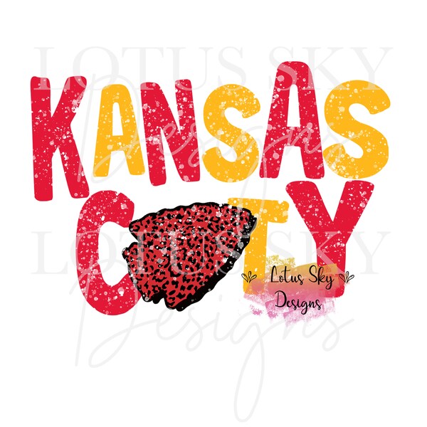 Kansas City Leopard Word Art | Klaar om te drukken | Sublimatie Heat Press Design | Overdracht