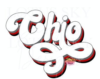 Retro Ohio Text | Instant Download | SVG and PNG Files | Football | Scarlett | Grey | Gray