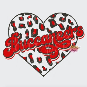 Buccaneers Retro Leopard Print Heart | Instant Download | SVG and PNG Files | Tampa Bay | Florida