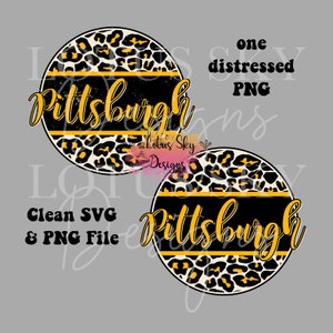 Pittsburgh Cursive Leopard Print Circle| Instant Download | SVG and PNG Files | Cheetah