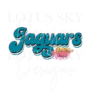 Jaguars Retro Print Lettres | Prêt à appuyer sur | | de conception de presse thermique à sublimation Transfert | Guépard