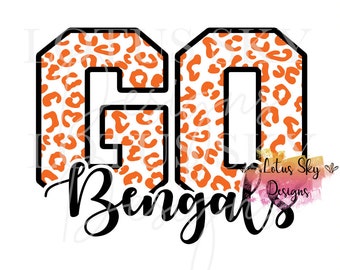 Wzór w panterkę Go Bengals | Gotowy do druku | Projekt sublimacyjnej prasy termicznej | Transfer