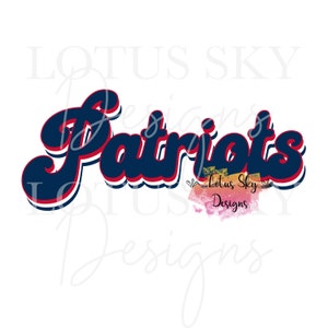 Patriots Retro Print Letters | Prêt à appuyer sur | | de conception de presse thermique à sublimation Transfert | Guépard