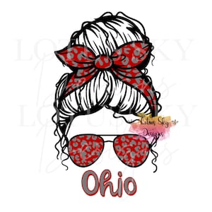 Ohio Leopard Messy Bun | Ready To Press | Sublimation Heat Press Design | Transfer