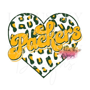 Packers Retro Leopard Print Heart | Ready To Press | Sublimation Heat Press Design | Transfer  | Cheetah