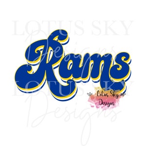 Letras com impressão retrô dos Rams | Pronto para pressionar | Design de prensa térmica de sublimação | Transferência | guepardo