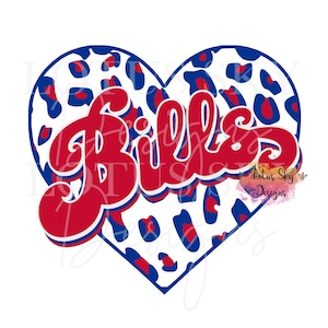 Bills Retro Leopard Print Herz | Druckfertig | Sublimation Transferpresse Design | Transfer | NY