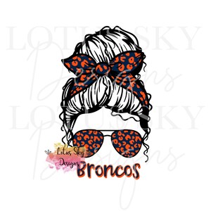 Broncos Leopard Messy Bun | Druckfertig | Sublimation Heat Press Design | Transfer | Colorado
