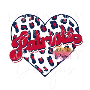 Patriots Retro Leopard Print Heart | Ready To Press | Sublimation Heat Press Design | Transfer  | Cheetah