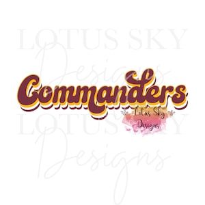 Commanders Retro Print Letters | Prêt à appuyer sur | | de conception de presse thermique à sublimation Transfert | Guépard