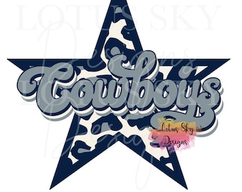 Cowboys Retro Leopard Star | Instant Download | SVG and PNG Files | Dallas | Texas